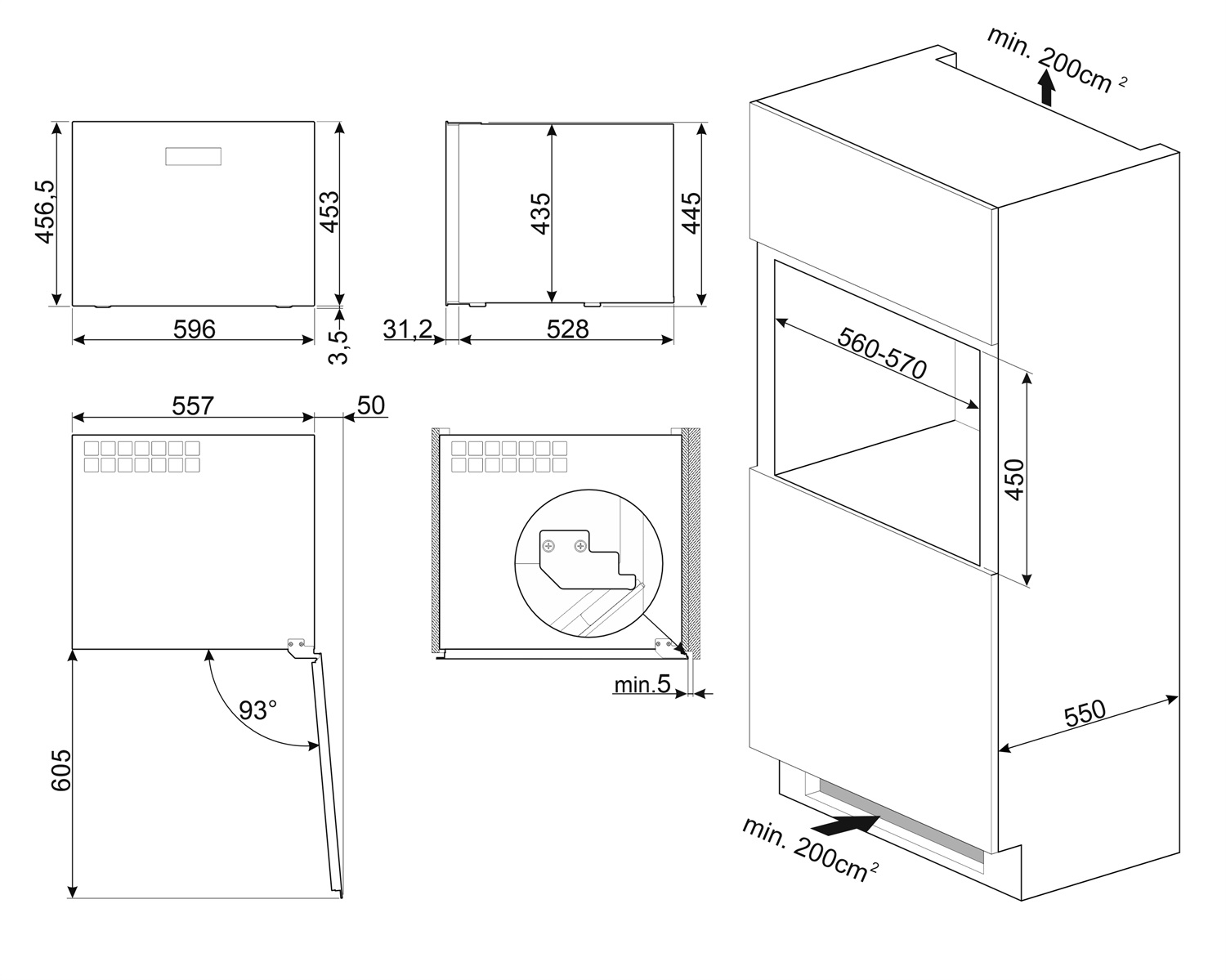 Схема встраивания Smeg CVI121B3